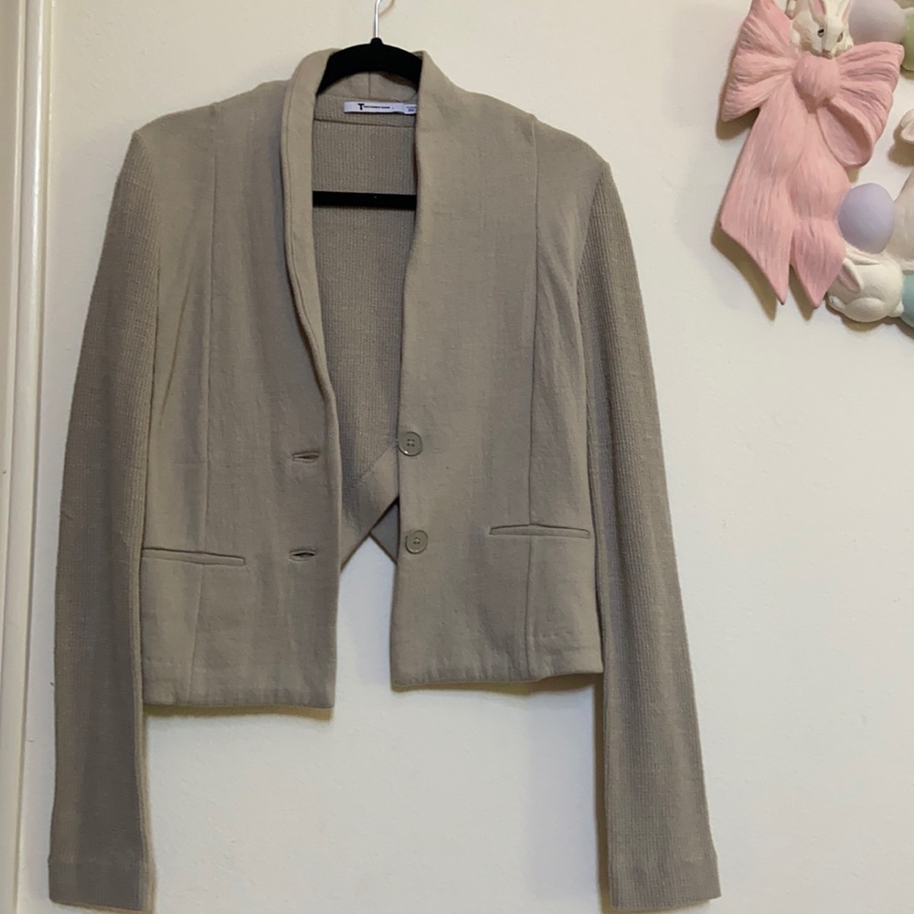 Alexander Wang Taupe Cropped Knit Blazer